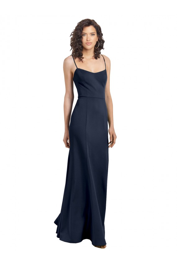 Outlet Fit and Flare Scoop Neck Long Sleeveless Stretch Crepe Prom Dress UK