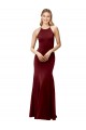 Outlet Fit and Flare Halter Neckline Stretch Crepe Prom Dress with Strappy Back UK