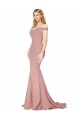 Outlet Off the Shoulder Sweetheart Long Sweep Train Crepe Prom Dress UK