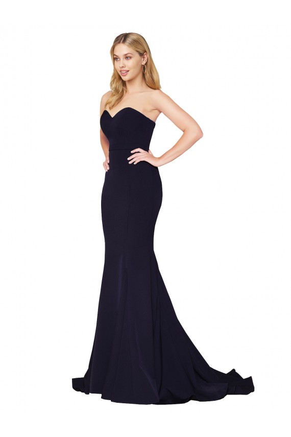 Outlet Sweetheart High Neck Sweep Train Sleeveless Crepe Prom Dress UK