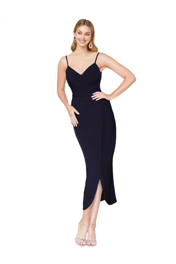Outlet High Neck Spaghetti Straps Crepe Short Wrap Cocktail Prom Dress / Homecoming Dress UK