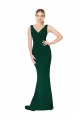 Outlet V-Neck Floor Length Long Crepe Mermaid Prom Dress UK