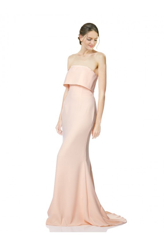 Outlet High Neck Strapless Long Crepe Maxi Prom Dress with Overlay UK