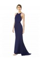 Outlet Fishtail High Neck Maxi Crepe Bridesmiad Dress with Strappy Back Detail UK