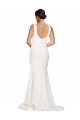 Outlet Square Neck Long Sheath Sweep Train Crepe Prom Dress  UK