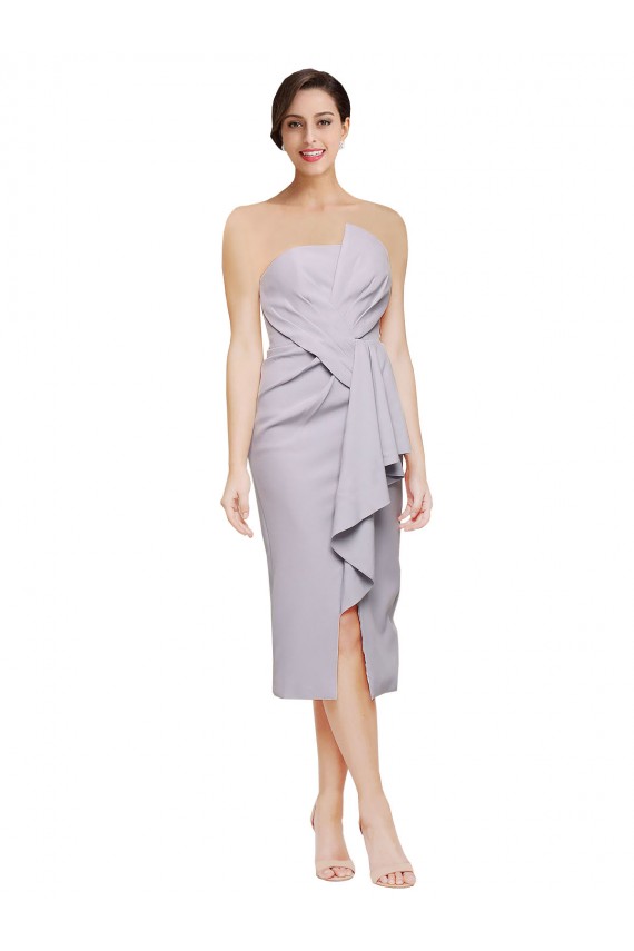 Outlet Short Strapless Crepe Cocktail Prom Dress / Homecoming Dress with Ruffles UK