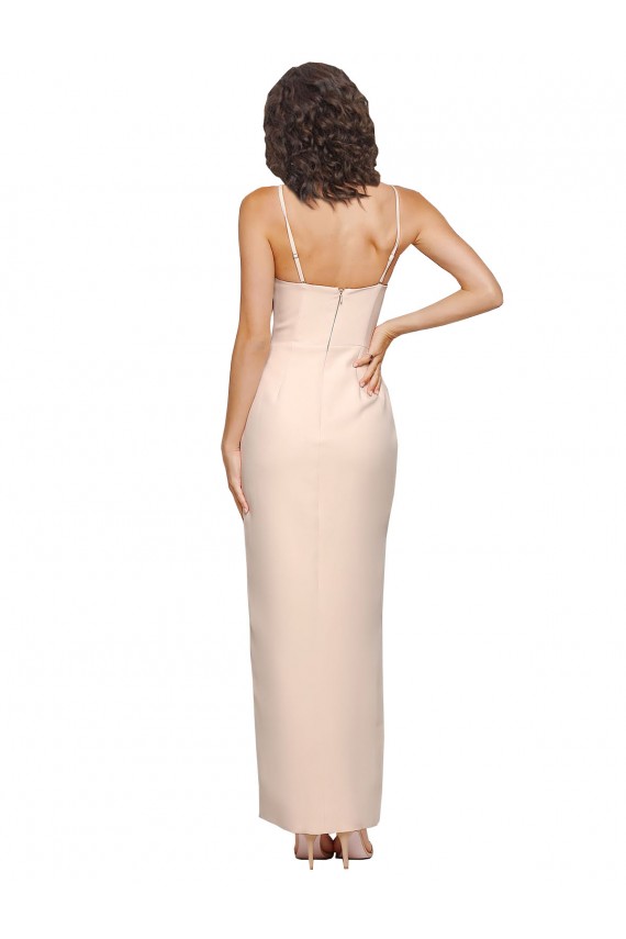 Outlet Long Full Length Ruffles Strapless Low Back Crepe Prom Dress with Straps UK