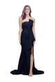 Outlet Long Strapless Sweep Train Low Back Crepe Prom Dress UK