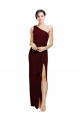 Outlet One Shoulder Sheath Crepe Prom Dress with High Side Split UK
