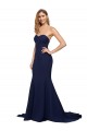 Outlet Fit and Flare Sweetheart Long Crepe Prom Dress with Sweep Train UK