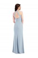 Outlet Open Back Halter Maxi Crepe Prom Dress with Draped Bow UK
