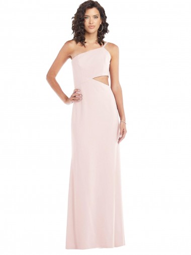 Outlet Flirty One Shoulder Midriff Cutout Maxi Crepe Prom Dress UK