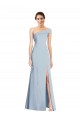 Outlet Asymmetrical Off the Shoulder Cuff Trumpet Crepe Prom Dress With Front Slit UK