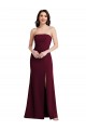 Outlet Strapless Crepe Maxi Prom Dress with Front Slit UK