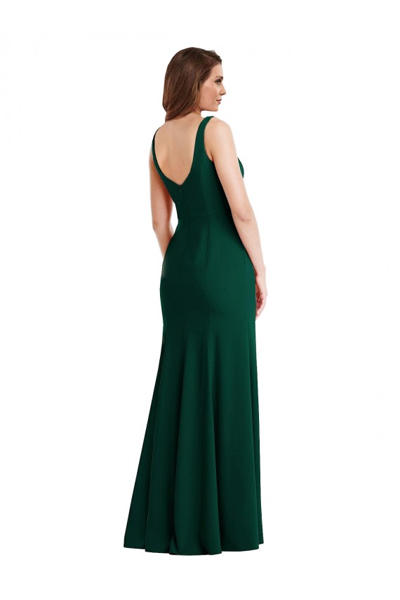 Outlet Square Neck Trumpet Maxi Prom Dress with Front Slit UK