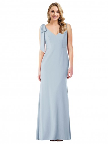 Outlet V-Back Bow Shoulder Trumpet Prom Dress UK