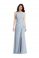Outlet Halter Maxi Prom Dress with Cascade Ruffle Slit UK