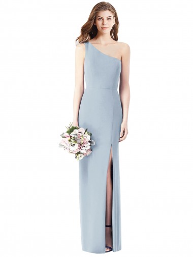 Outlet One Shoulder Crepe Trumpet Prom Dress with Front Slit UK