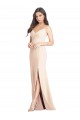 Outlet Seamed Bodice Crepe Trumpet Prom Dress with Front Slit UK