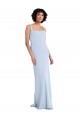 Outlet Slim Square Neck Fit and Flare Full Length Stretch Crepe Prom Dress UK