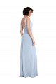 Outlet Slim Square Neck Fit and Flare Full Length Stretch Crepe Prom Dress UK