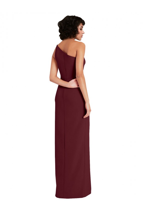 Outlet Sleek One Shoulder Long Crepe Prom Dress with Daring Slit UK