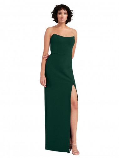 Outlet Scooped Strapless Neckline Crepe Prom Dress with Side Slit UK