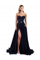 Outlet Sweetheart Neckline Low Back Long Crepe Prom Dress with High Leg Spit & Pockets UK