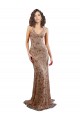 Outlet Floral Patterned Backless V-Neckline Sequin Prom Dress UK