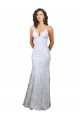 Outlet V-Neckline Backless Floral Patterned Sequin Formal Prom Dress UK