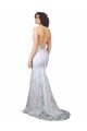 Outlet V-Neckline Backless Floral Patterned Sequin Formal Prom Dress UK