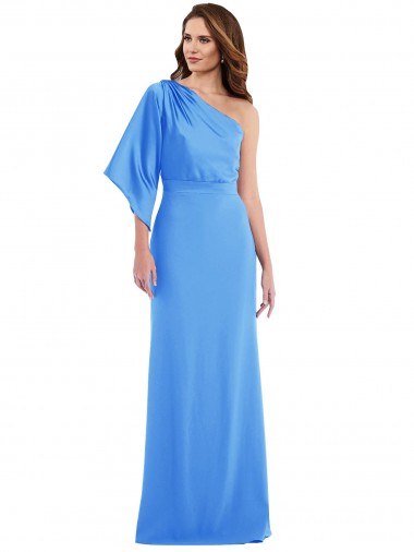 Outlet One Shoulder Bell Sleeves Trumpet Prom Dress UK