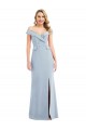 Outlet Off the Shoulder Tuxedo Maxi Prom Dress with Front Slit UK