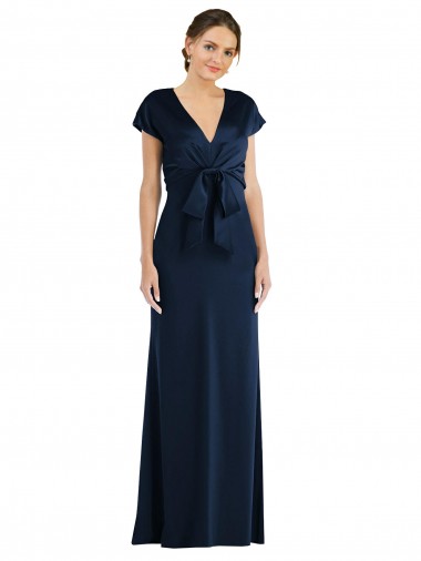 Outlet Soft Bow Blouson Bodice Trumpet Crepe Prom Dress UK