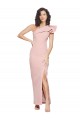 Outlet Full Length One Shoulder Crepe Prom Dress with Side Leg Split UK