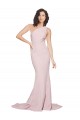 Outlet Long Sweep Train One Shoulder Crepe Prom Dress with Side Leg Split UK