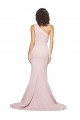 Outlet Long Sweep Train One Shoulder Crepe Prom Dress with Side Leg Split UK