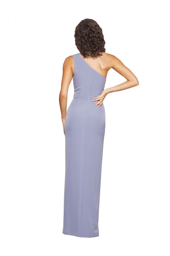 Outlet Floor Length One Shoulder Crepe Prom Dress with Pencil Skirt and Side Split UK