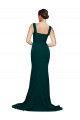Outlet Fitted Square Neck Long Crepe Prom Dress with Train and Side Split UK