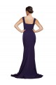 Outlet Square Neck Long Sweep Train Crepe Prom Dress with Thick Straps UK