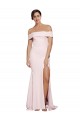 Outlet Off Shoulder Long Crepe Prom Dress with Straight Neckline and Side Split UK