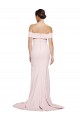 Outlet Off Shoulder Long Crepe Prom Dress with Straight Neckline and Side Split UK