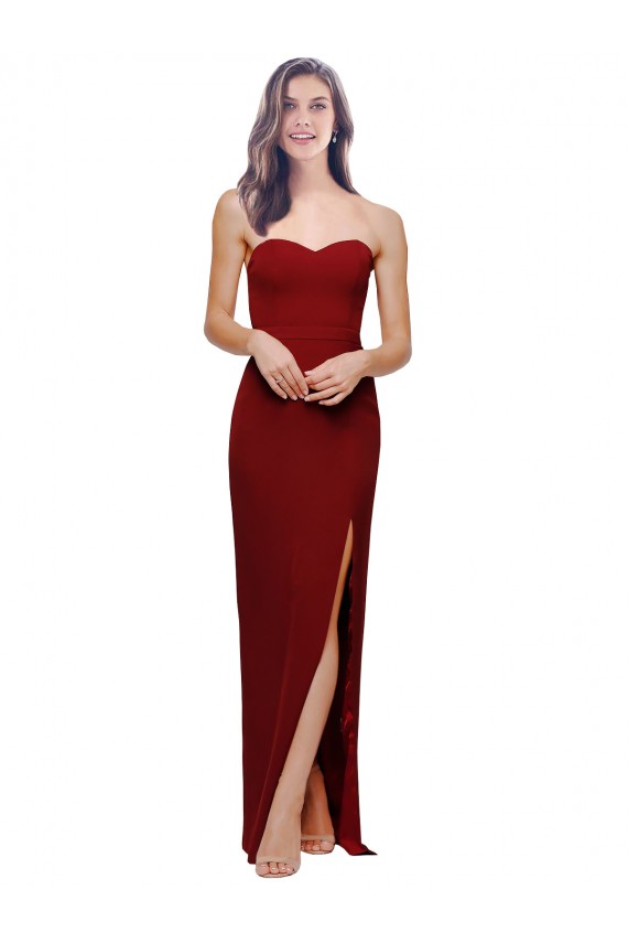 Outlet Straight Pencil Skirt Long Sweetheart Crepe Prom Dress with High Side Split UK