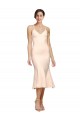 Outlet Midi Length V-Neckline Crepe Cocktail Prom Dress / Homecoming Dress with Thin Straps and Fulted Skirt UK