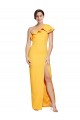 Outlet One Shoulder Floor Length Crepe Prom Dress with Thigh High Split UK