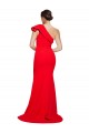 Outlet One Shoulder Long Sweep Train Crepe Prom Dress with Thigh High Split UK