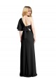 Outlet Pleated One Shoulder Flutter Sleeves Slim Crepe Prom Dress UK