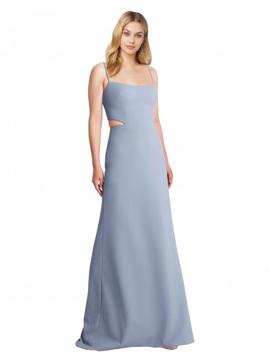 Outlet Feminine Scoop Neckline Long Crepe Slip Prom Dress  UK