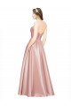 Outlet Long Plated Strapless Sweetheat Stretch Satin Prom Dress UK