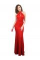 Outlet Halter Neck keyhole Front Back Long Stretch Satin Prom Dress UK